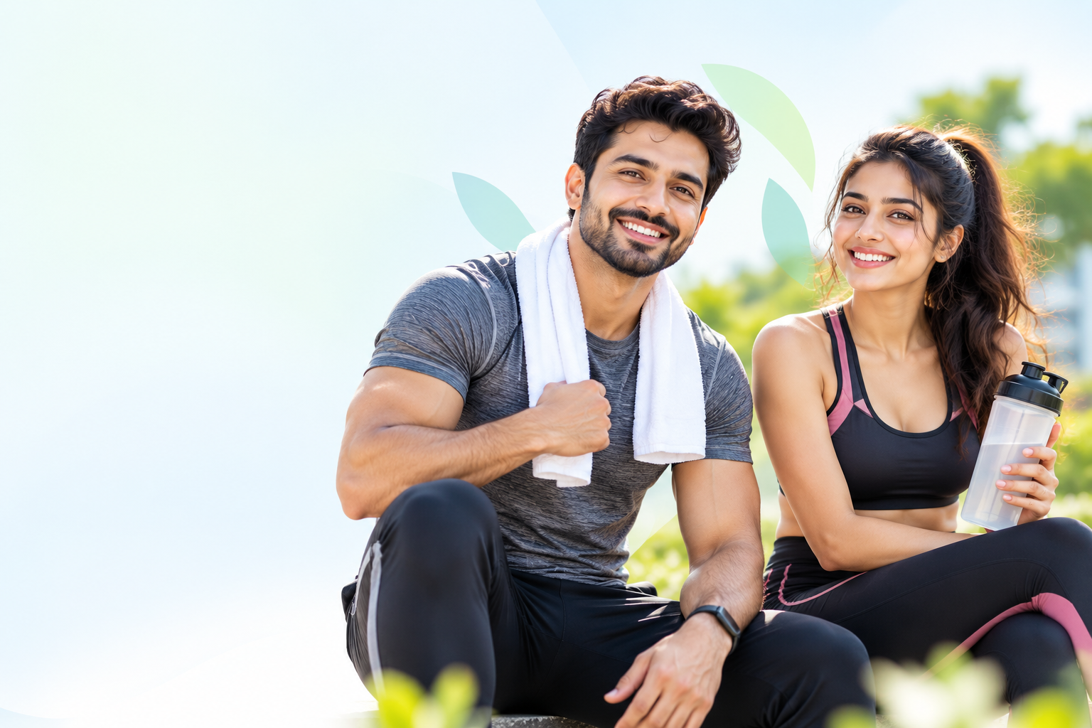 Two adults enjoying an active, healthy lifestyle